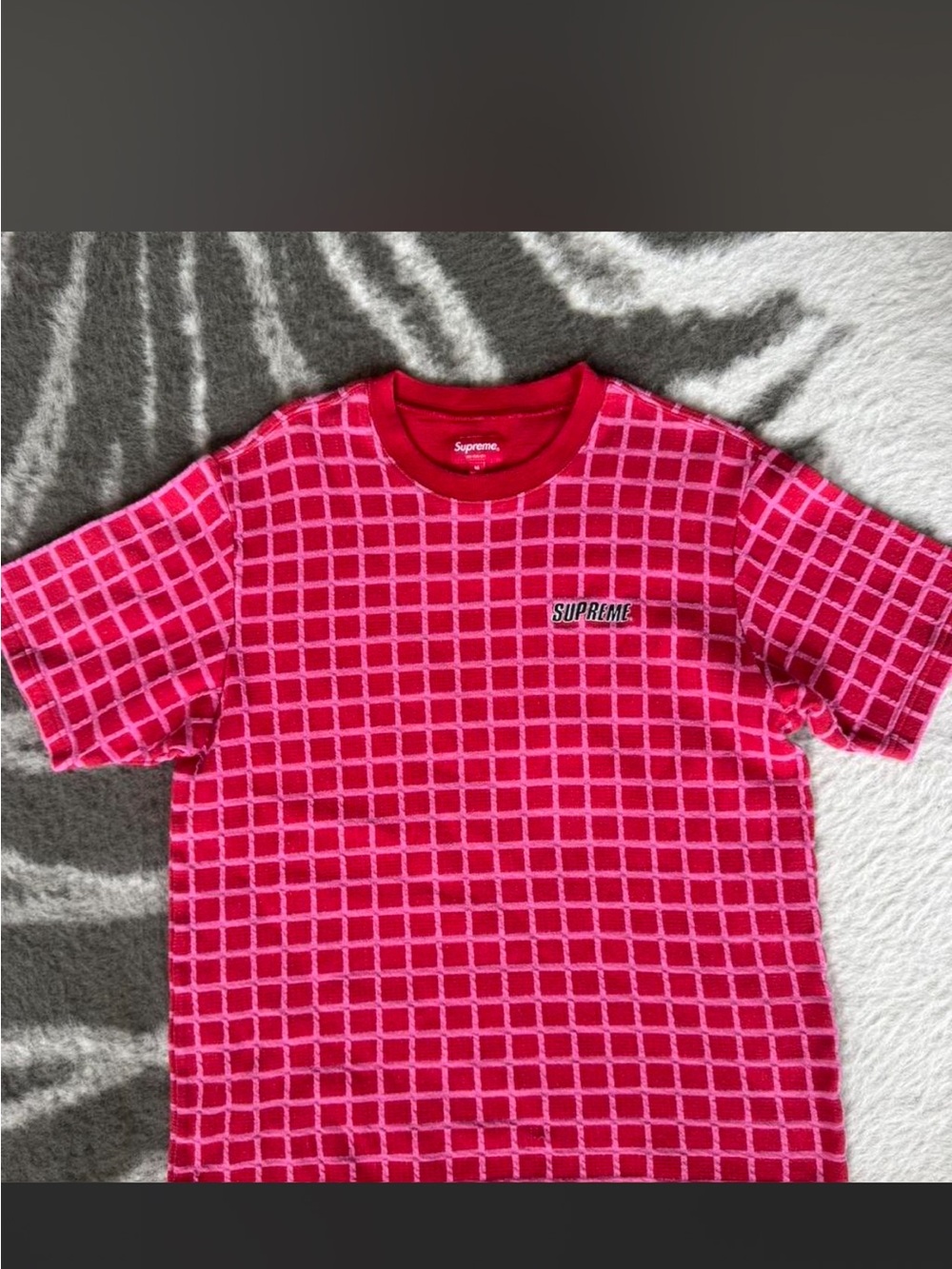 Supreme Pink Grid Short Sleeve Tee